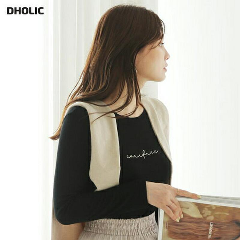 【新作10%OFF】ラウンドレタリングTシャツ・全3色・b64237 レディース【tops】【トップス Tシャツ ロンT 長袖 