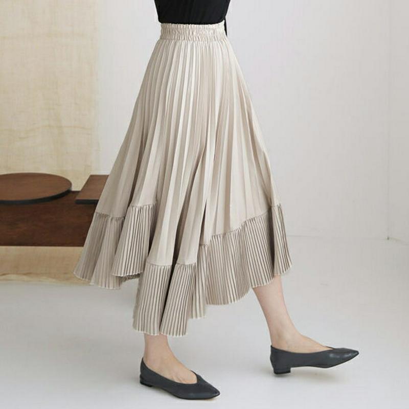 【新作10%OFF】アンバランスプリーツスカート・全4色・t64262 レディース【sk】【スカート ロング ロングスカート プ