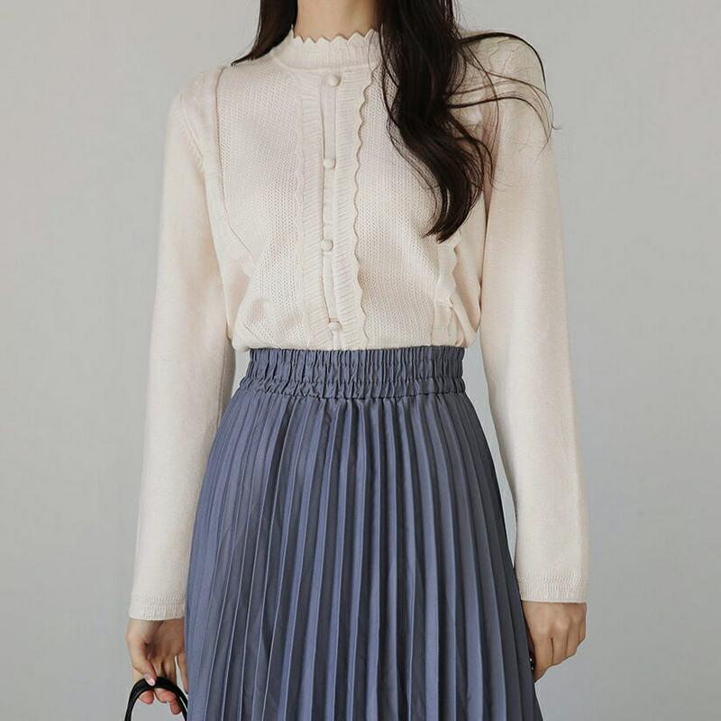 【新作10%OFF】ジグザグディテールボタンニット・全3色・t64245 レディース【tops】【トップス ニット ニットトップ