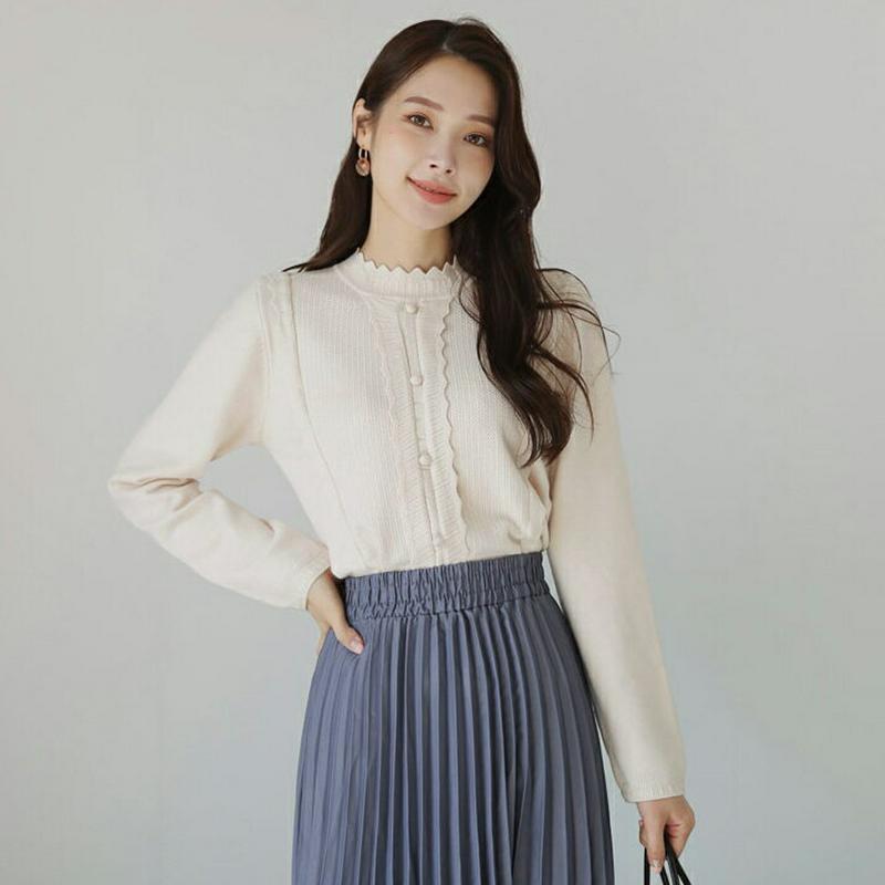 【新作10%OFF】ジグザグディテールボタンニット・全3色・t64245 レディース【tops】【トップス ニット ニットトップ