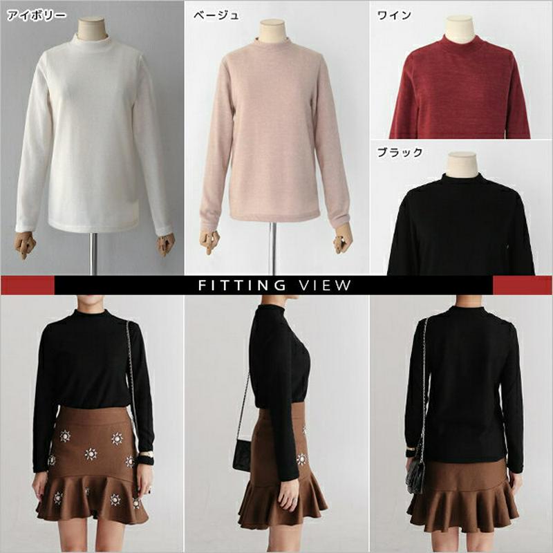 ≪人気商品再入荷≫モックネックTシャツ・全4色 b46798 レディース【tops】 トップス Tしゃつ カットソー ハーフネック 無地 すりむ 細身 ベーシック