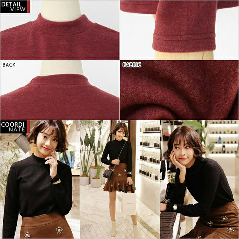 ≪人気商品再入荷≫モックネックTシャツ・全4色 b46798 レディース【tops】 トップス Tしゃつ カットソー ハーフネック 無地 すりむ 細身 ベーシック