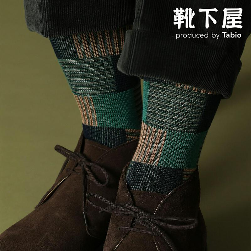 【全品送料無料★〜12/26 23:59迄】【あす楽】【Tabio MEN】 メンズ BLOCK MOREソックス / 靴下屋 靴下 タビオ くつ下 クルー メンズ 日本製 2112ka