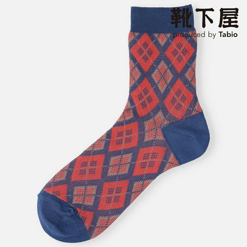 【あす楽】【Tabio】 ダイヤジャカードロークルー / 靴下屋 靴下 タビオ くつ下 レディース 日本製