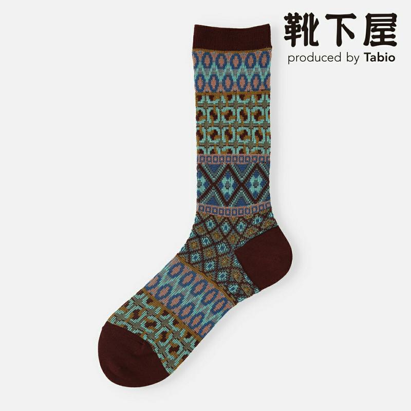 【全品送料無料★〜12/26 23:59迄】【あす楽】【靴下屋】 切り替えジオメトリックハイカット / 靴下 タビオ Tabio くつ下 レディース 日本製 2012ka
