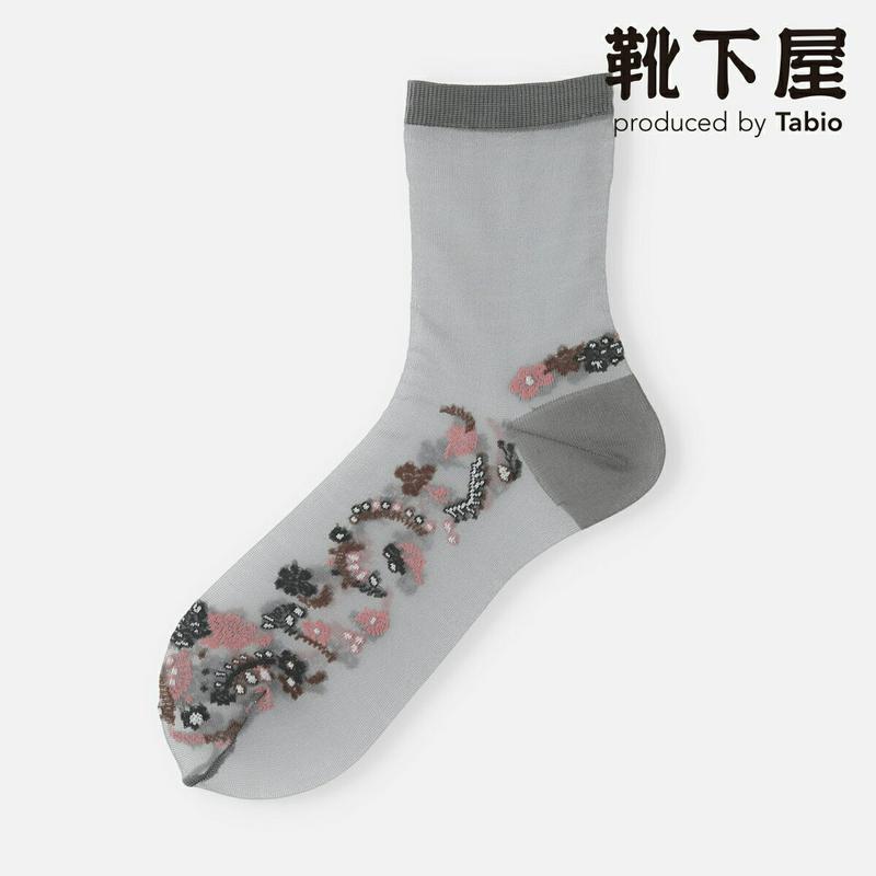 【あす楽】【Tabio】 シアーサイドフラワーショートソックス / 靴下屋 靴下 タビオ くつ下 ショート レディース 日本製 2106ka