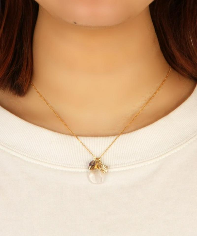 【10月誕生石】K14GF ローズクォーツ花びら型ネックレス