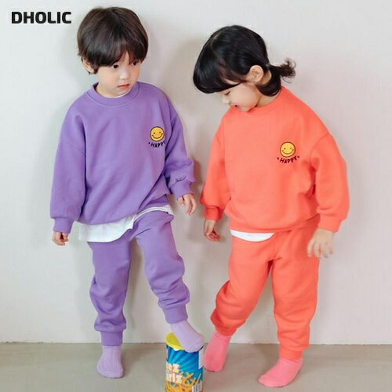 【只今15%OFF】HAPPYスマイルスウェットSET・u06957 キッズ【3~8才】【set】【セットアップ セット set