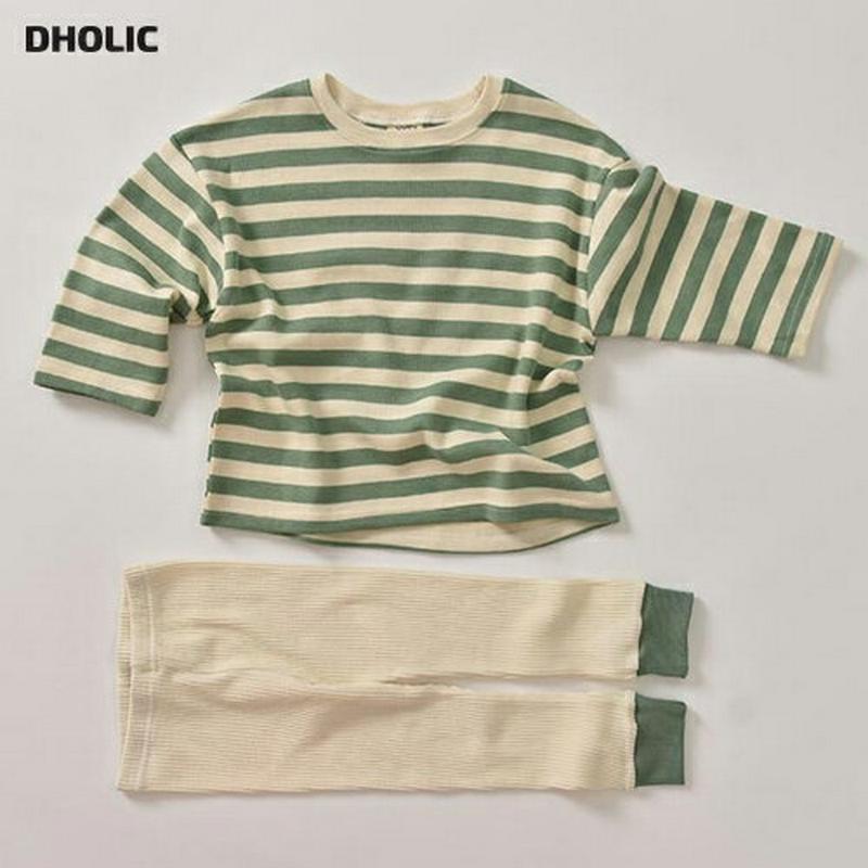 【只今15%OFF】ボーダーTシャツ&リブレギンスSET・u07304 キッズ【3~8才】【set】【セットアップ セット se