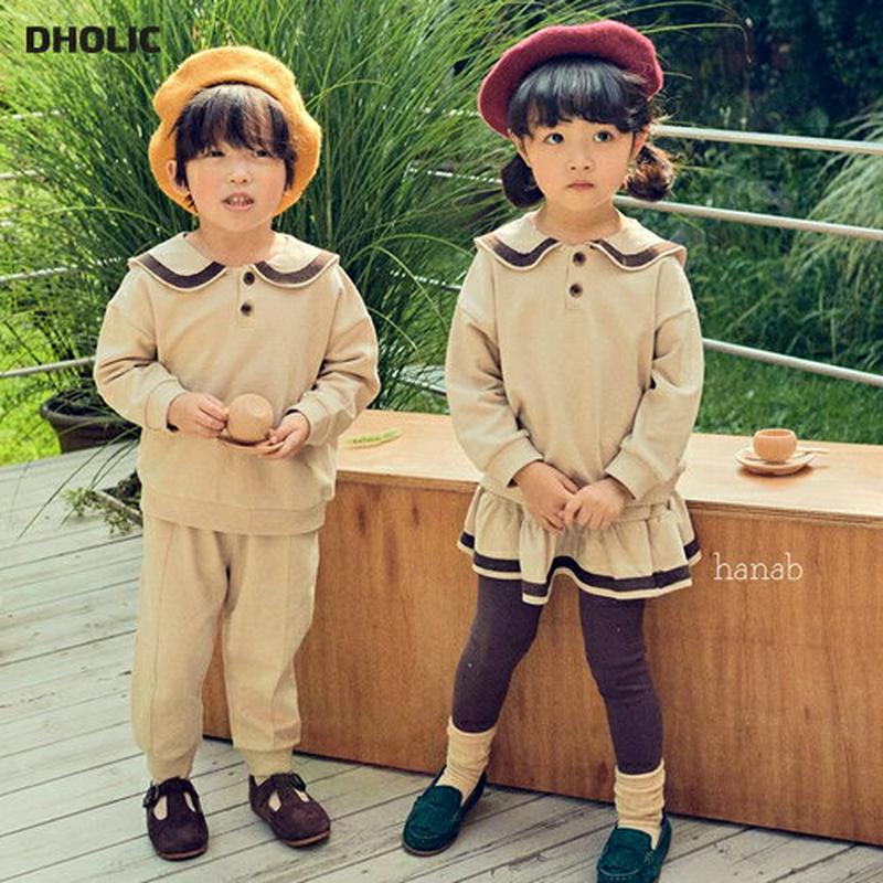 【只今15%OFF】ラインラウンドネックTシャツ&パンツSET・u06757 キッズ【3~8才】【set】【セットアップ セット