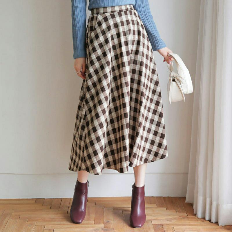 【新作10%OFF】チェックフレアスカート・全3色・b64359 レディース【sk】【韓国 ファッション ボトムス スカート ロ