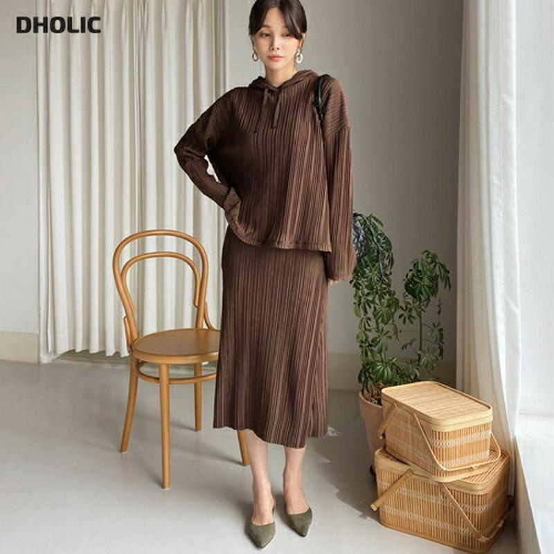 【新作10%OFF】プリーツフーディ&スカートSET・全3色・t64293 レディース【ops】【韓国 ファッション セットアッ