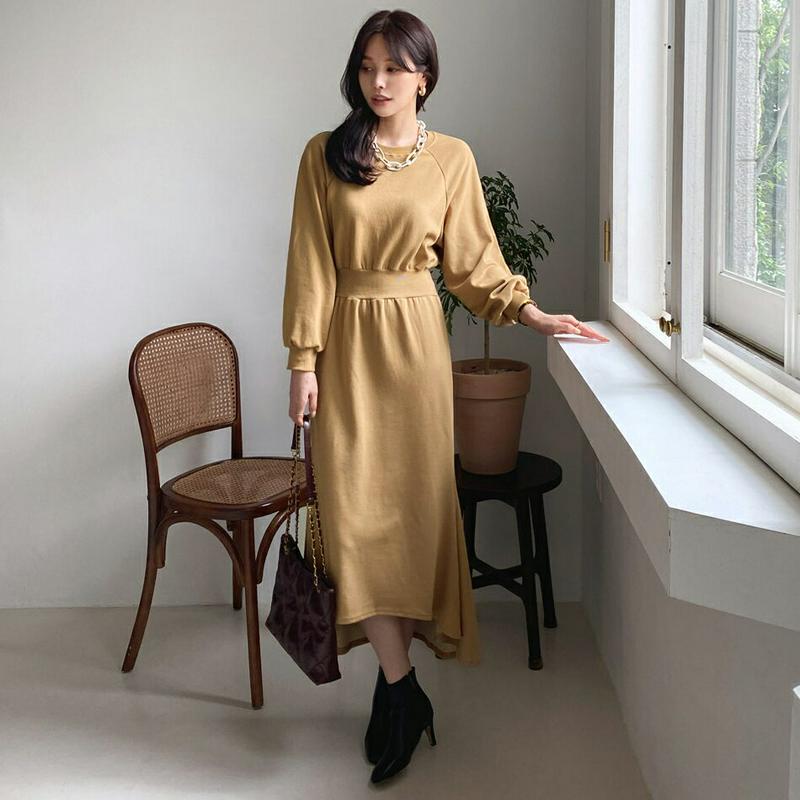 【新作10%OFF】アンバランススウェットワンピース・全3色・b64290 レディース【ops】【韓国 ファッション ワンピース