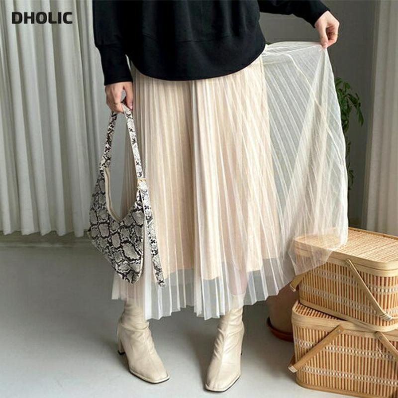 【新作10%OFF】プリーツチュールリバーシブルスカート・全3色・b64358 レディース【sk】【韓国 ファッション ボトムス