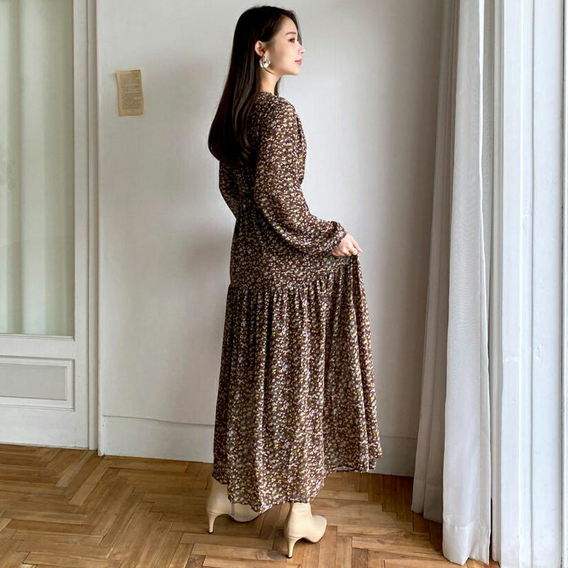 【新作10%OFF】リボン花柄ワンピース・全2色・b64294 レディース【ops】【韓国 ファッション ワンピース ロングワン