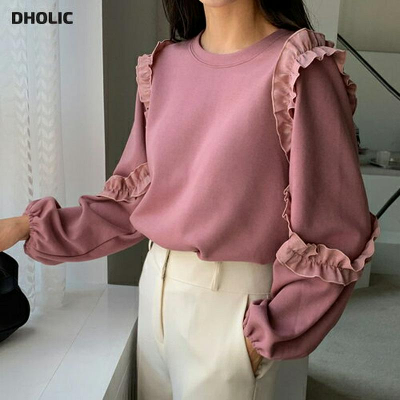 【新作10%OFF】スリーブフリルスウェット・全3色・b55871 レディース【tops】【韓国 ファッション トップス スウェ