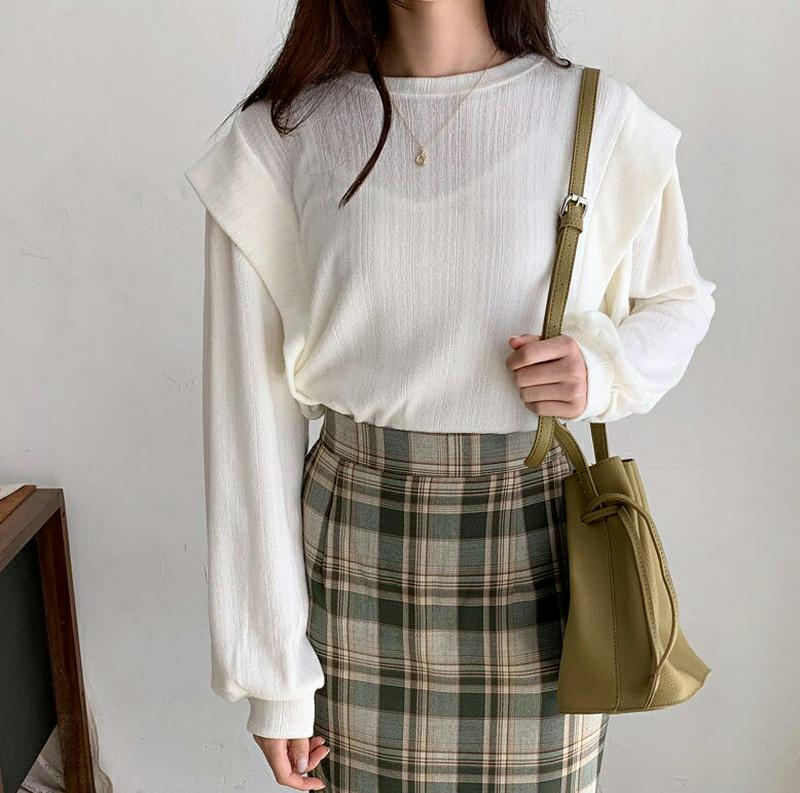 【新作10%OFF】ショルダーフリルニット・全4色・b55934 レディース【tops】【韓国 ファッション トップス ニット 