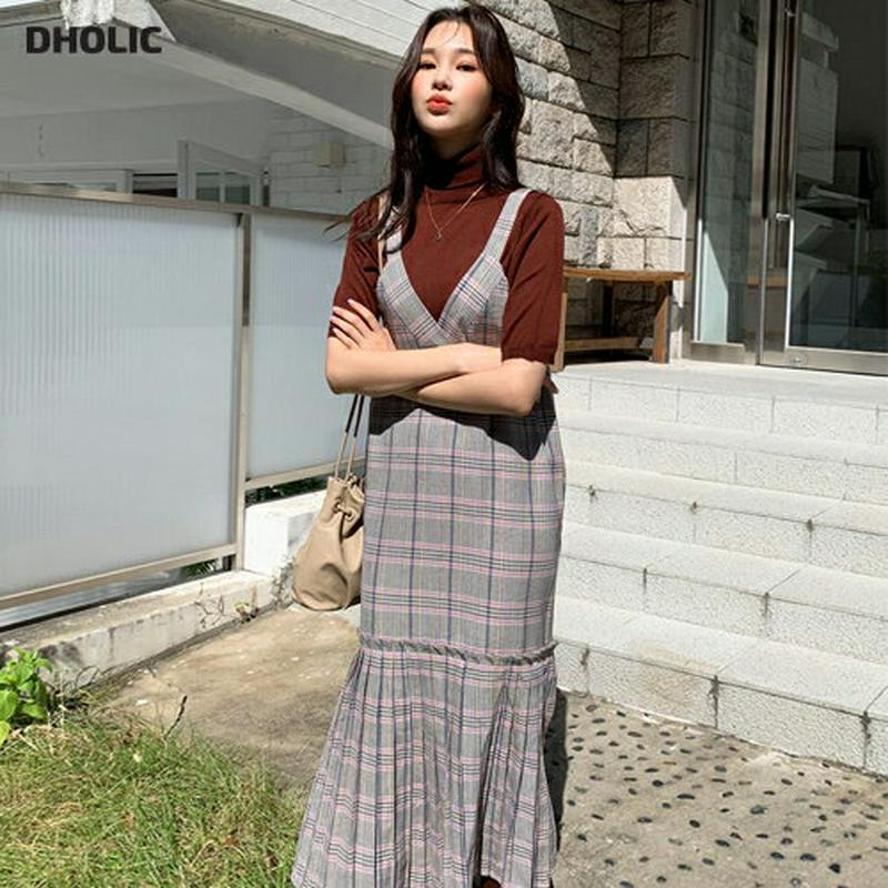 【新作10%OFF】プリーツヘムチェックワンピース・全3色・t55915 レディース【ops】【韓国 ファッション ワンピース 