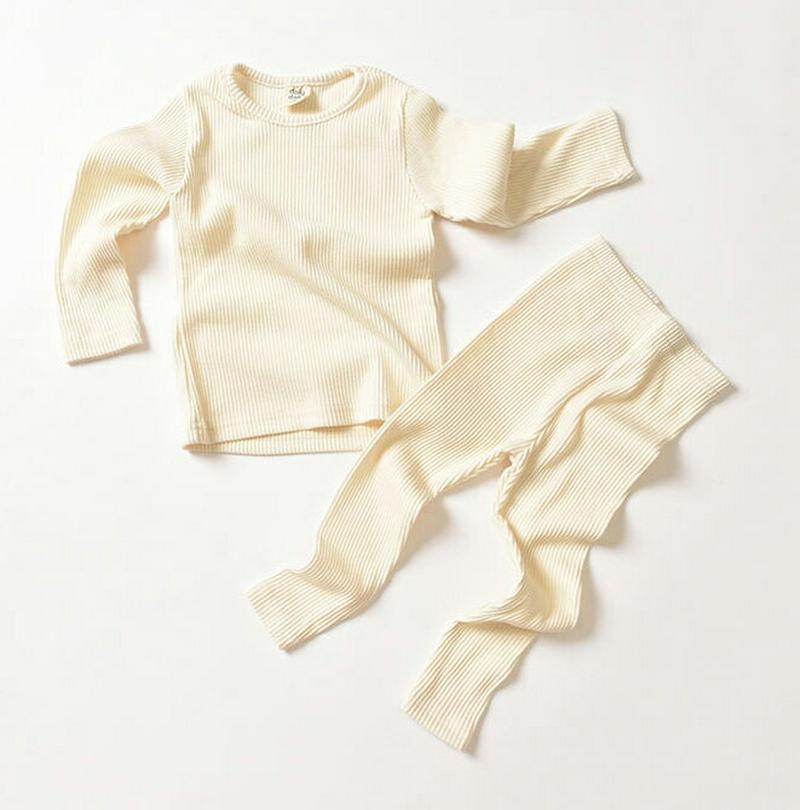 リブルームウェア上下SET・u07311 キッズ【3~8才】【uw】【ルームウェア 部屋着 パジャマ 上下 セット set トップス 長袖 パンツ ズボン 単色 無地 シンプル リブ 春 秋 女の子 男の子 韓国 韓国子供服 子供 こども 子供服 こども服】【KIDS】