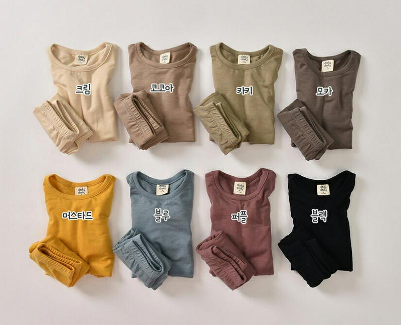 ベーシックルームウェア上下SET・u07303 キッズ【3~8才】【uw】【ルームウェア 部屋着 パジャマ 上下 セット set トップス 長袖 パンツ ズボン 単色 無地 シンプル 春 秋 女の子 男の子 韓国 韓国子供服 子供 こども 子供服 こども服】【KIDS】