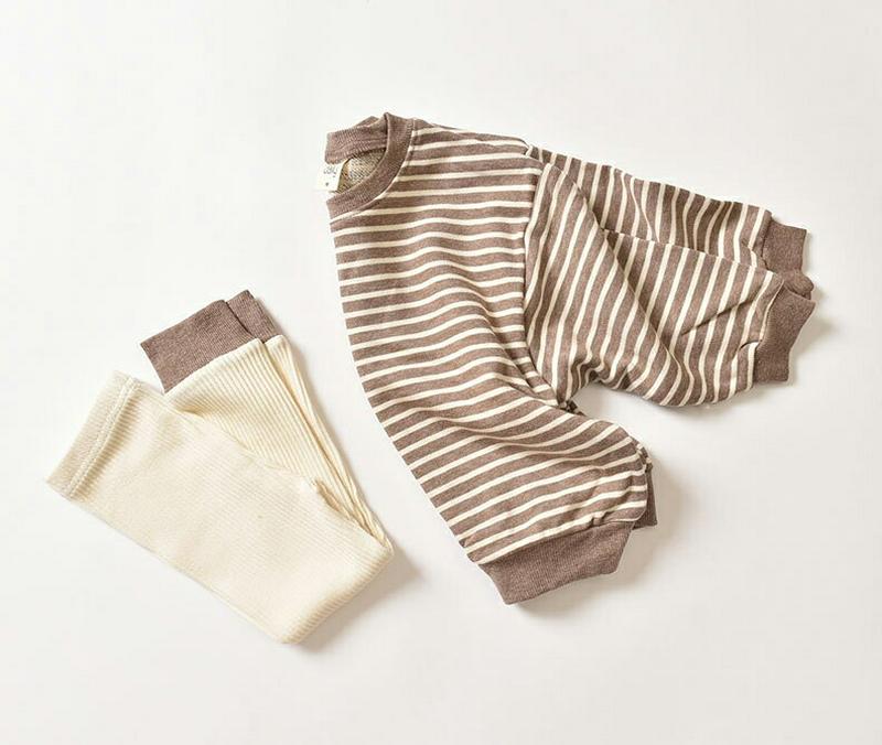 【新作10%OFF】ボーダースウェット&リブレギンスSET・u07316 キッズ【3~8才】【set】【セットアップ setup