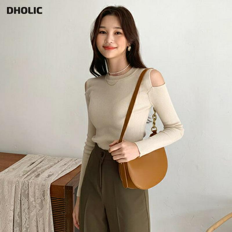 【新作10%OFF】ショルダースリットリブニット・全3色・b55930 レディース【tops】【韓国 ファッション トップス ニ