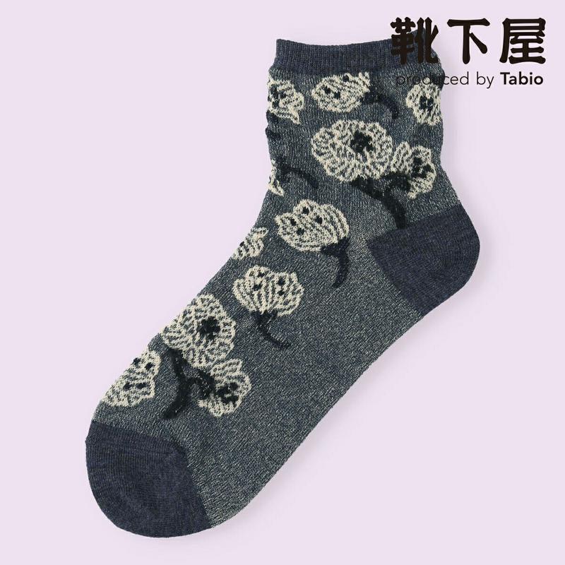 【あす楽】【Mighty Soxer】フロートふわもふ花柄ショートソックス / 靴下屋 靴下 タビオ マイティソクサー くつ下 ショート レディース 日本製