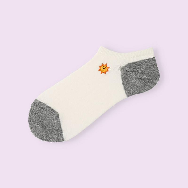 【全品送料無料★〜6/11 23:59迄】【クーポンで3足1,100円】【Mighty Soxer】 お天気柄刺繍スニーカー用ソックス / 靴下屋 3pairs 靴下 タビオ マイティソクサー くつ下 レディース 日本製