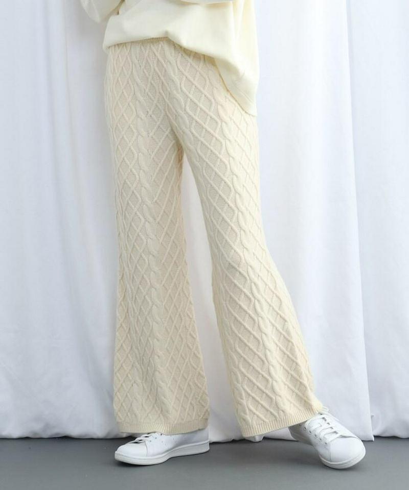 カシミヤ混ニットワイドパンツ