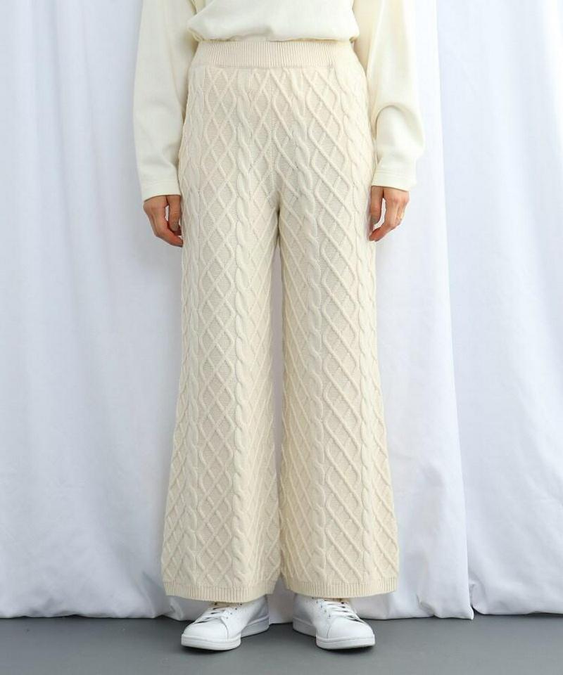カシミヤ混ニットワイドパンツ