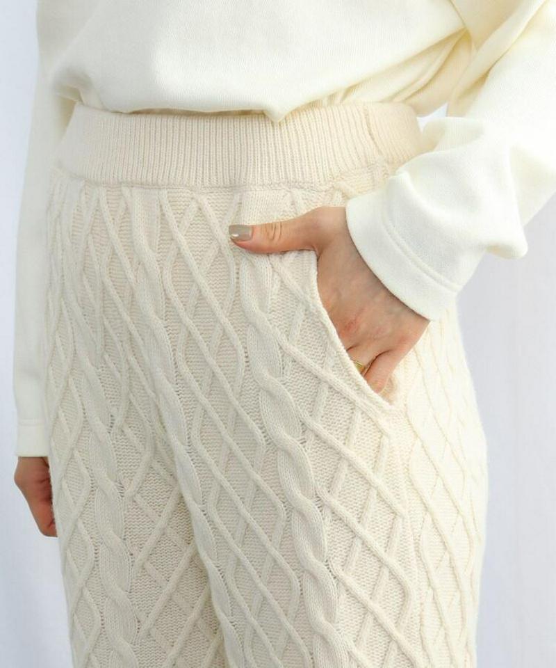 カシミヤ混ニットワイドパンツ