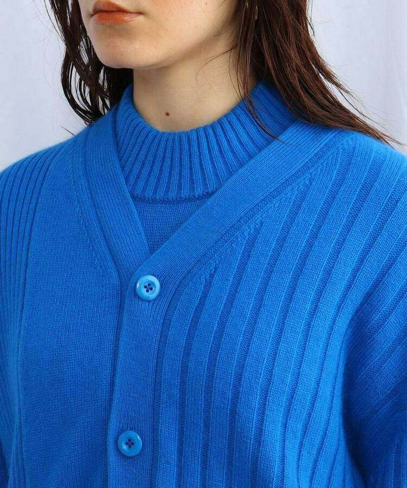 アシンメトリーデザインリブカーディガン