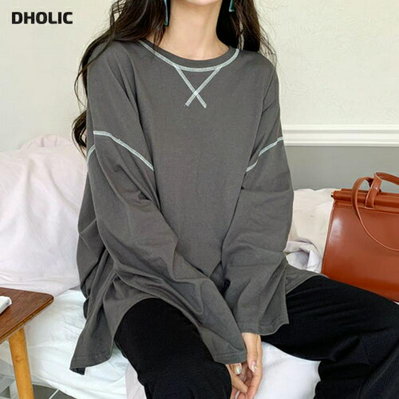 【新作10%OFF】ルーズステッチTシャツ・全6色・t56962 レディース【tops】【韓国 ファッション トップス Tシャツ