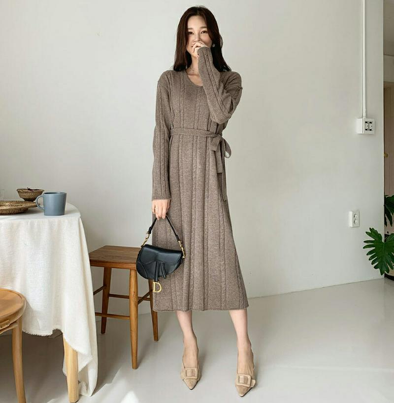 【新作10%OFF】ストラップ付ツイストニットワンピース・全3色・t56991 レディース【ops】【韓国 ファッション ワンピ