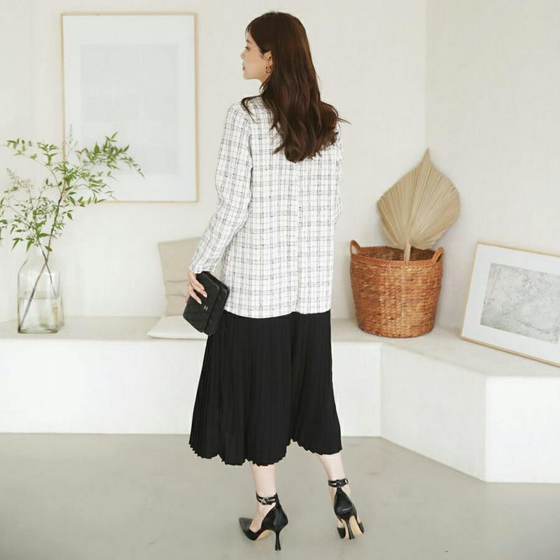 【新作10%OFF】ツイードプリーツヘムワンピース・全2色・t64315 レディース【ops】【韓国 ファッション ワンピース 