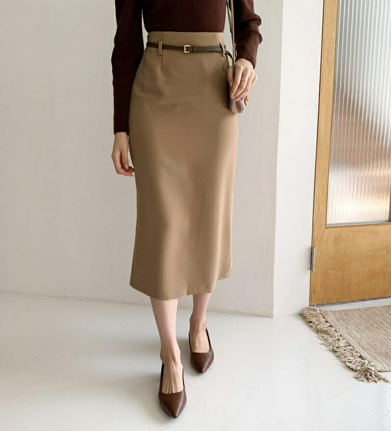【新作10%OFF】ベルト付Hラインスカート・全3色・t56974 レディース【sk】【韓国 ファッション ボトムス スカート 