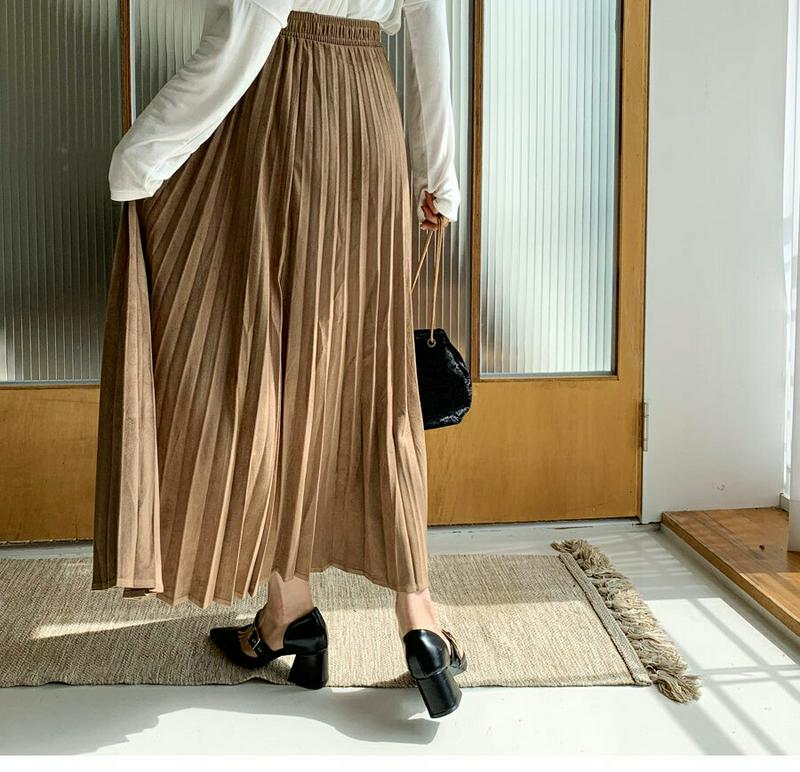 【新作10%OFF】スエード調プリーツスカート・全3色・t56966 レディース【sk】【韓国 ファッション ボトムス スカート