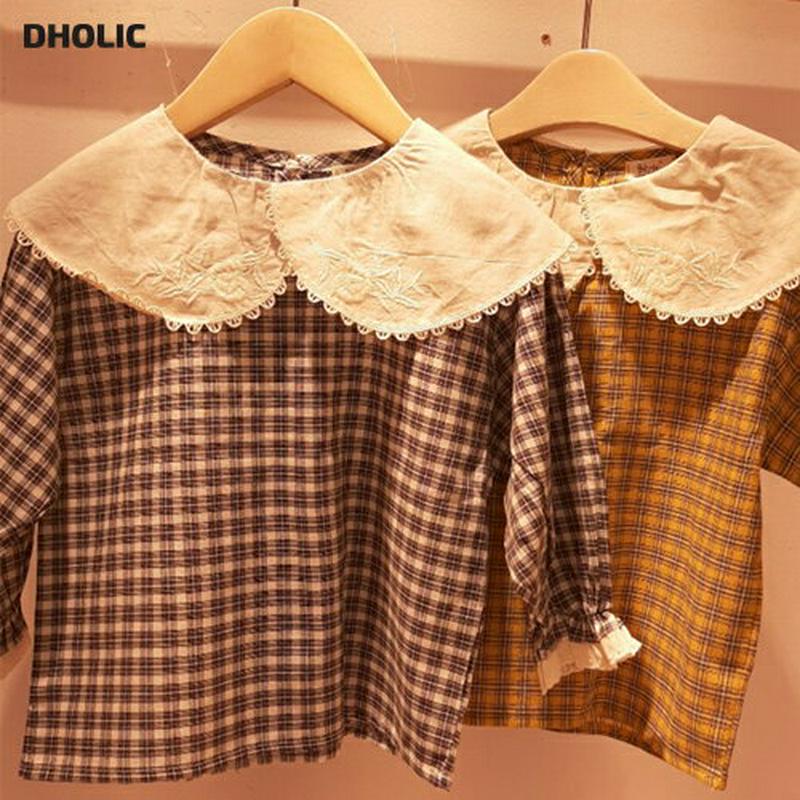 【新作10%OFF】配色ラウンドカラーチェックブラウス・u06477 キッズ【3~8才】【bl】【トップス ブラウス チェック柄