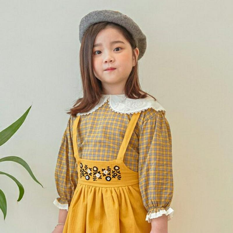 【新作10%OFF】配色ラウンドカラーチェックブラウス・u06477 キッズ【3~8才】【bl】【トップス ブラウス チェック柄