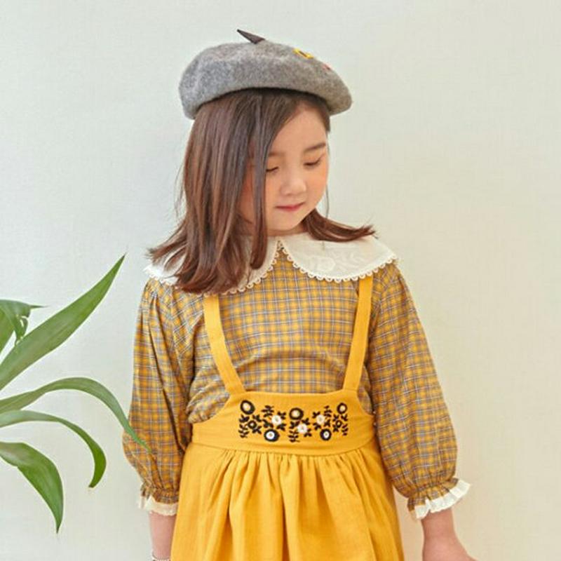 【新作10%OFF】配色ラウンドカラーチェックブラウス・u06477 キッズ【3~8才】【bl】【トップス ブラウス チェック柄