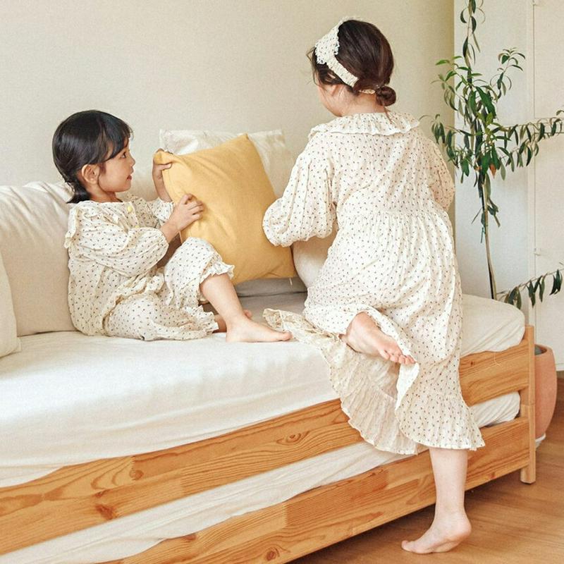 【新作10%OFF】ラッフルネックルームウェアワンピース・u06411 キッズ【3~8才】【uw】【ワンピース ロングワンピース