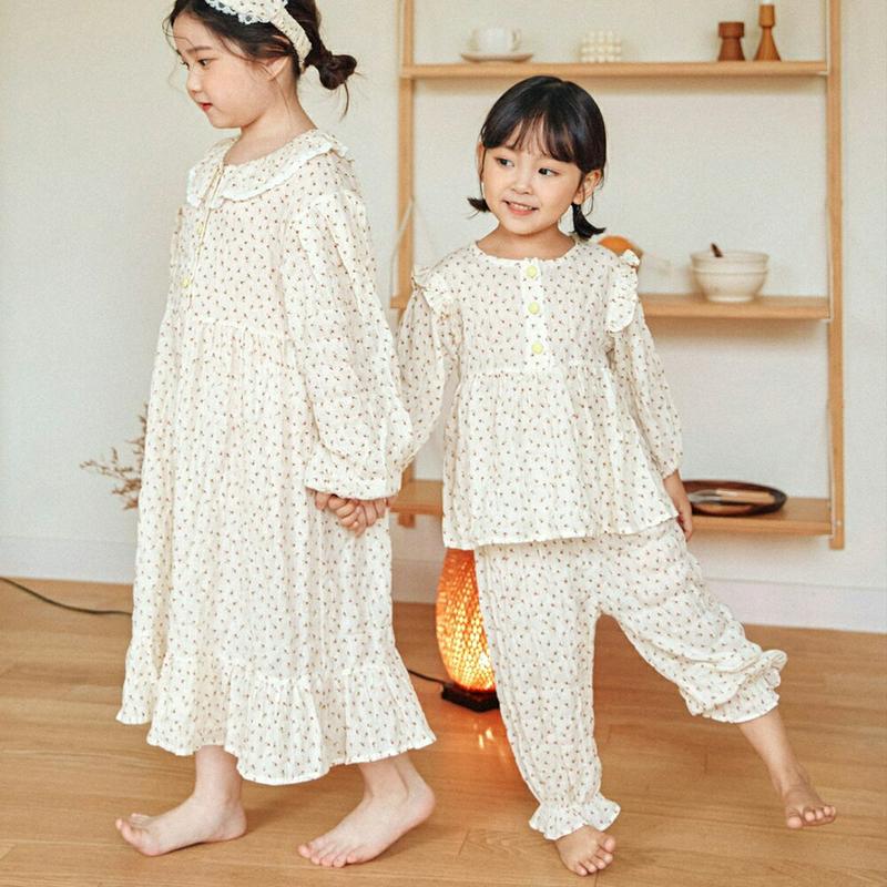 【新作10%OFF】ラッフルネックルームウェアワンピース・u06411 キッズ【3~8才】【uw】【ワンピース ロングワンピース