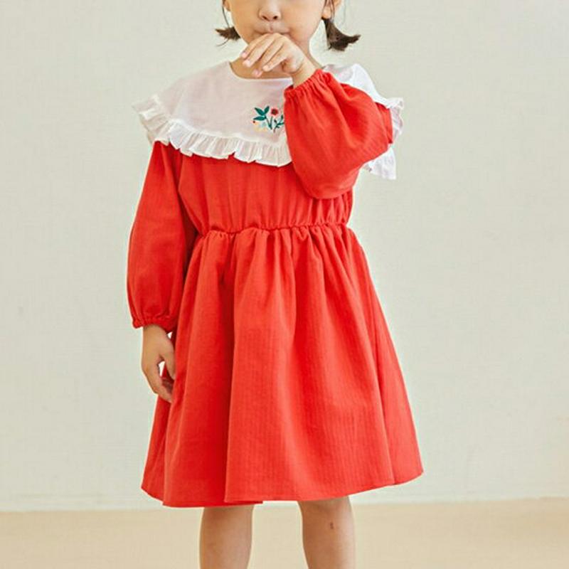 【新作10%OFF】フリルカラーバルーンスリーブワンピース・u06428 キッズ【3~8才】【ops】【ワンピース ミディ丈 ミ