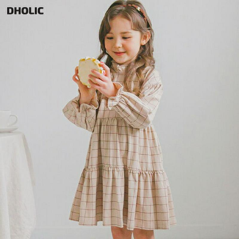 【新作10%OFF】ウィンドウペンチェックフリルワンピース・p006226 キッズ【3~8才】【ops】【ワンピース ミディ丈 