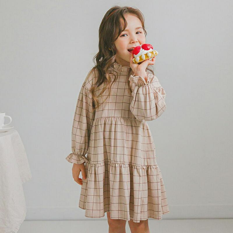 【新作10%OFF】ウィンドウペンチェックフリルワンピース・p006226 キッズ【3~8才】【ops】【ワンピース ミディ丈 