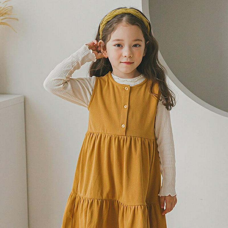 リンクルウェーブTシャツ・p006357 キッズ【3~8才】【tops】【トップス Tシャツ 長袖 リンクル ウェーブ 単色 シンプル 大人 フェミニン 春 秋 女の子 韓国 韓国子供服 子供 こども 子供服 こども服】【KIDS】