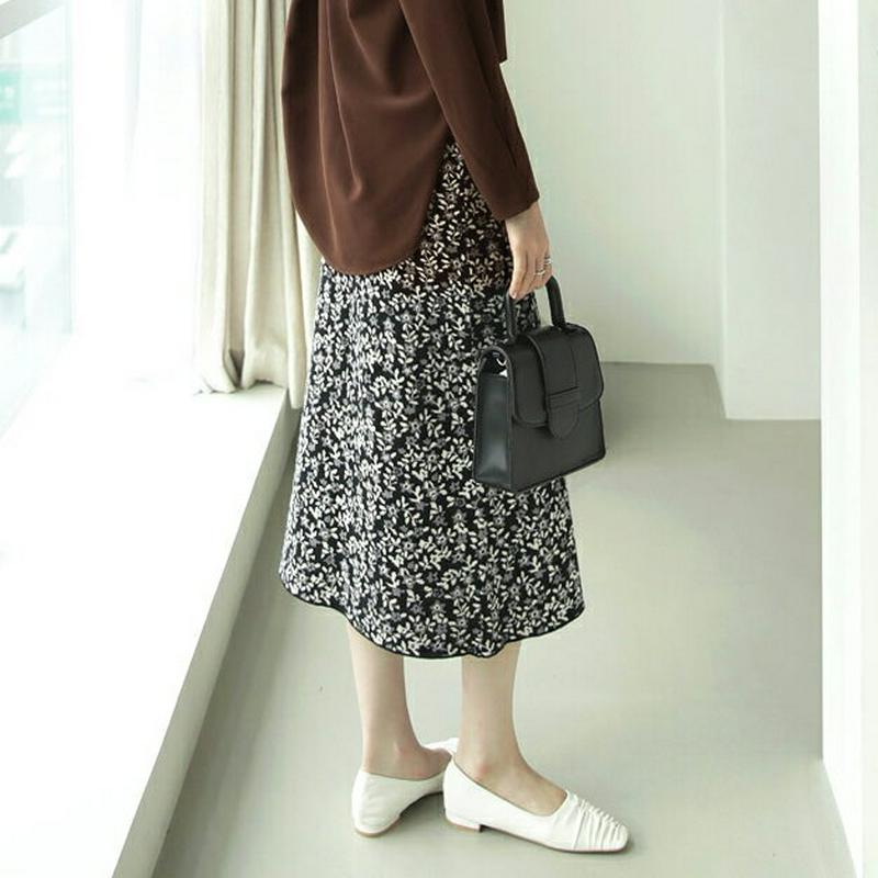 【新作10%OFF】花柄ニットスカート・全2色・b64331 レディース【sk】【韓国 ファッション ボトムス スカート ロング