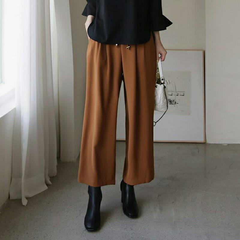タックストリングパンツ・全2色・t64472 レディース【pt】【韓国 ファッション ボトムス ズボン パンツ ロングパンツ ワ