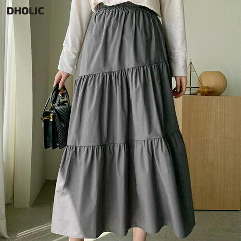 ダイアゴナルティアードスカート・全3色・b64404 レディース【sk】【韓国 ファッション ボトムス スカート ロング丈 ロン