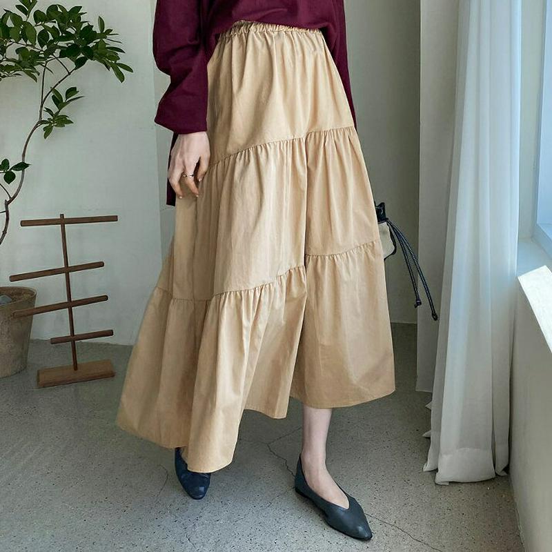 ダイアゴナルティアードスカート・全3色・b64404 レディース【sk】【韓国 ファッション ボトムス スカート ロング丈 ロン